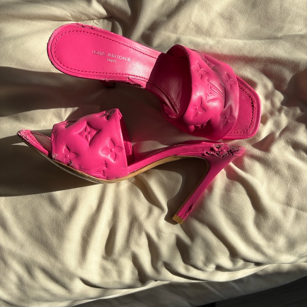 Louis Vuitton Fuchsia Embossed Heels